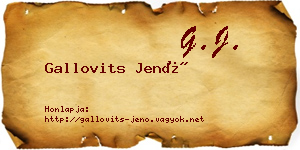 Gallovits Jenő névjegykártya